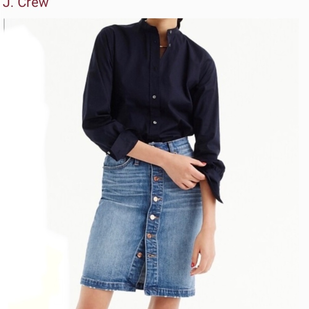 J Crew Button Front Denim Skirt